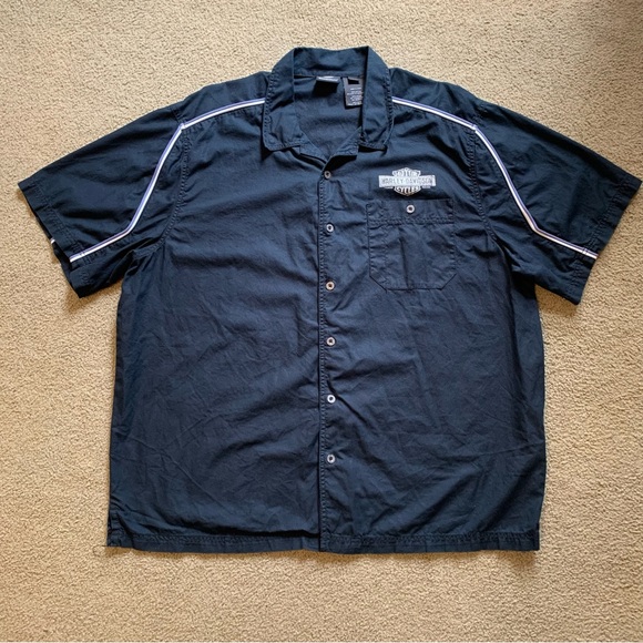 Harley Davidson Mechanic Shirt Mens Sz XXL Black Short Sleeve Button Up - Picture 1 of 14